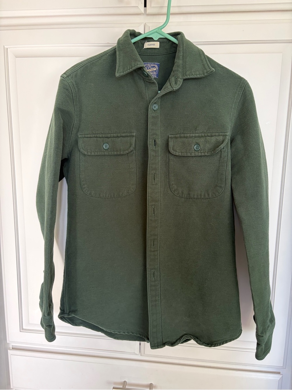 J. Crew Men’s Green Heavyweight Classic Chamois Cotton Button Up Workshirt - S